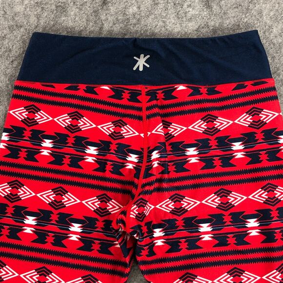 New England Patriots Womens Leggings Medium Red Blue Mid Rise Geometric Print - Picture 5 of 12